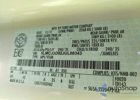 2018 Lincoln Mkc Reserve из США, поврежденный, VIN 5LMCJ3D92JUL08343